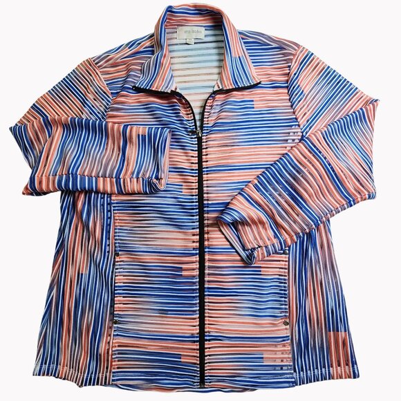 Erin London Size XL Womens Striped Sheer Full Zip Jacket 44in Chest - Picture 1 of 10